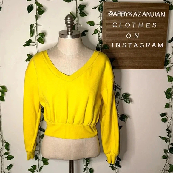 Urban Outfitters Tops - Urban Outfitters Cropped V Neck Yellow Crewneck